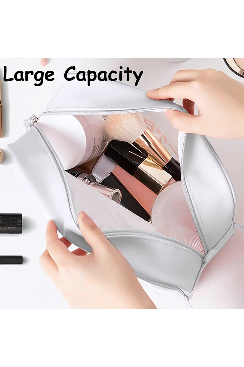 Cosmetic Bag,3 Pcs Toiletry Bag Makeup Bag Travel Bag Set for Toiletries, Portable Toiletry Bags for Traveling Women, Translucent Waterproof Make Up Bag for Travel and Bathroom (White) - Image 3