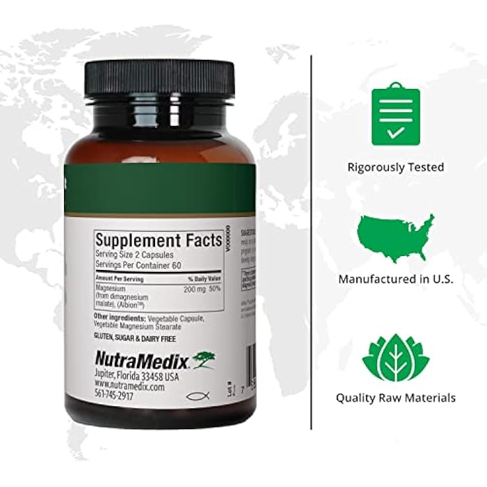 NutraMedix Magnesium Malate Energy Supplements - Bioavailable Magnesium for Sleep, Immune Support & Joint Health - Vegan, Non-GMO & Gluten-Free Magnesium Supplements (120 Vegetarian Capsules) - Image 2