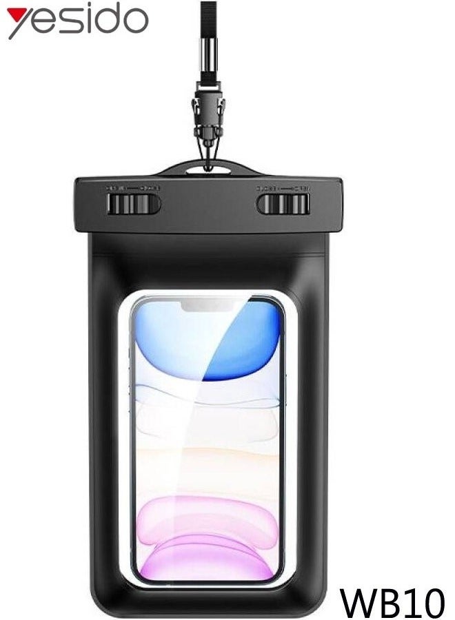 Yesido WB10 IPX8 Waterproof Floating Phone Case Dry Bag with Adjustable Strap – Universal Fit for Smartphones, Ideal for Swimming, Beach, Boating, Kayaking, Fishing, and Outdoor Adventures - Image 1