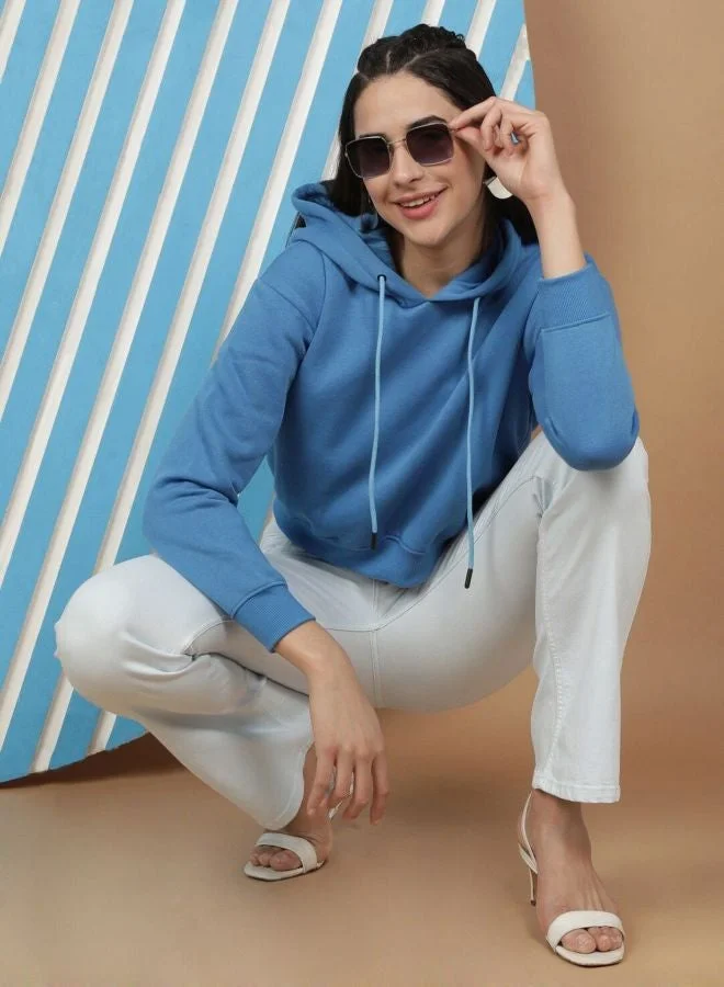 Freehand  Women Regular Fit Solid Hooded Neck Long Sleeve Overhead-Hooded Sweatshirt  | Best Price UAE
