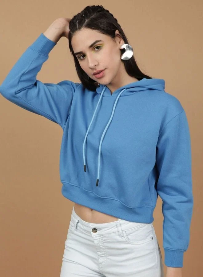 Freehand  Women Regular Fit Solid Hooded Neck Long Sleeve Overhead-Hooded Sweatshirt  | Best Price UAE