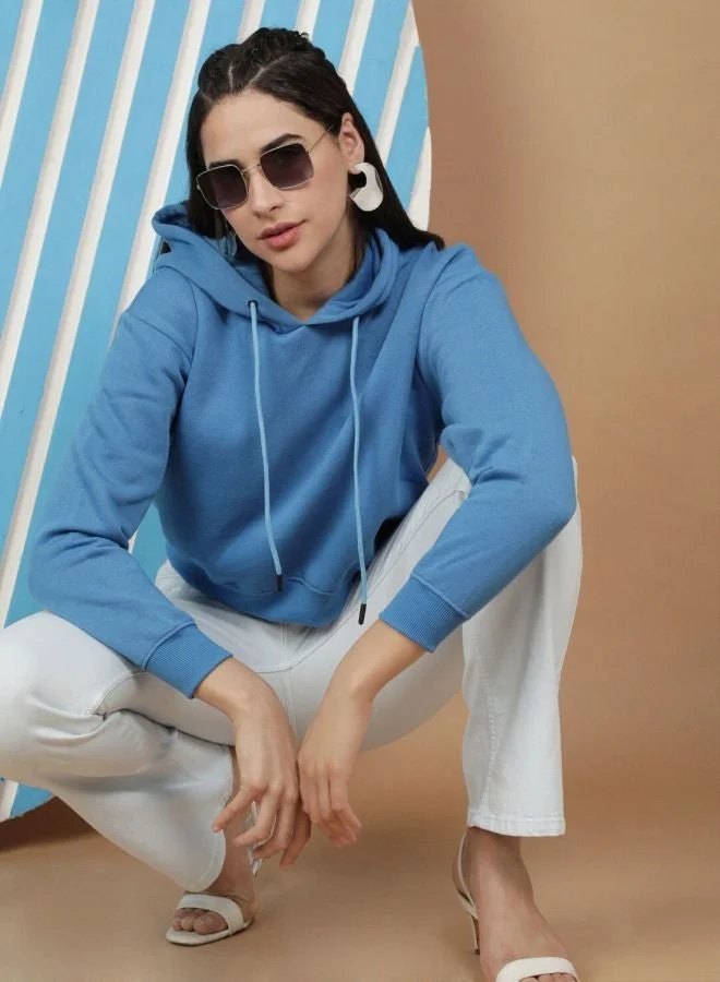 Freehand  Women Regular Fit Solid Hooded Neck Long Sleeve Overhead-Hooded Sweatshirt  | Best Price UAE