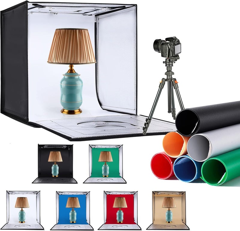 ZKEEZM Light Box Photography 24"x24" with 240LED Lights and 6 Color Backdrops Photo Box with Lights, Foldable Light Box with Adjustable Brightness, 3000-6500K Dimmable Portable Picture Box Shooting - Image 1