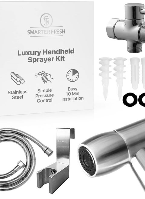 Easy-Install Cloth Diaper Sprayer for Toilets – Luxury Handheld Bidet Attachment – Multi-Use Toilet Faucet with Simple Pressure Control (Curved Sprayhead)