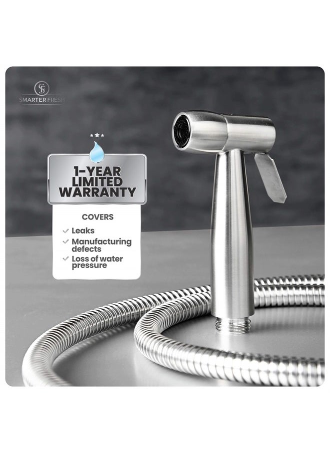SmarterFresh - Easy-Install Cloth Diaper Sprayer for Toilets – Luxury Handheld Bidet Attachment – Multi-Use Toilet Faucet with Simple Pressure Control (Curved Sprayhead) - Image 1