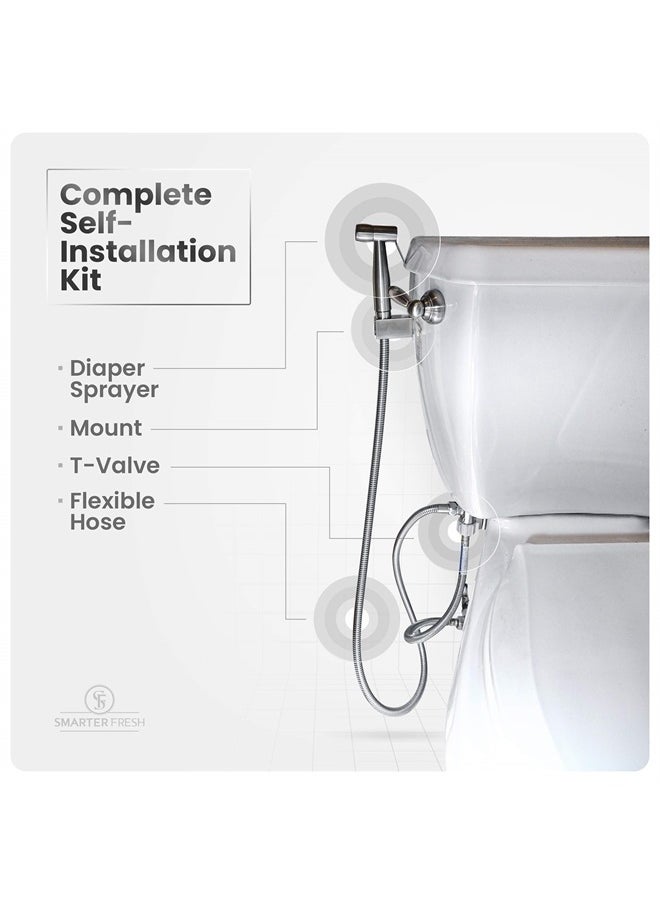 SmarterFresh - Easy-Install Cloth Diaper Sprayer for Toilets – Luxury Handheld Bidet Attachment – Multi-Use Toilet Faucet with Simple Pressure Control (Curved Sprayhead) - Image 1