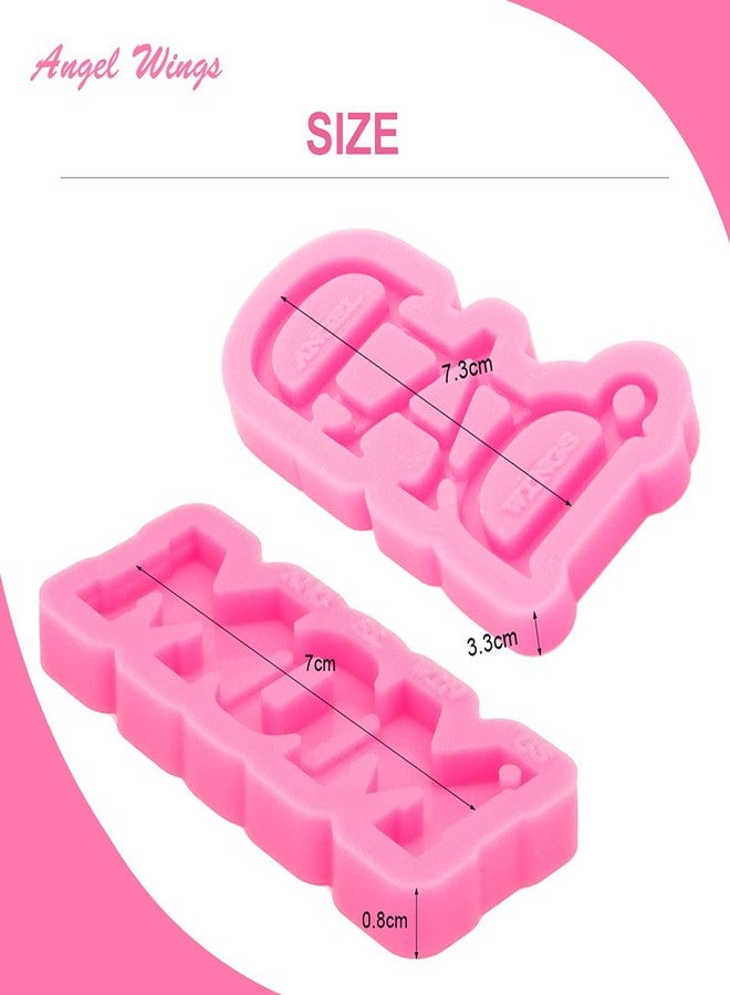 Angel Wings 2 Pcs Mom and Dad Words Keychain Silicone Mold Set Chocolate Candy Clay Molds for DIY Mother's Day/Father's Day Gifts, Pudding, Luggage Tag, Candy, Desserts, Baking Cake Topper Decor - Image 2