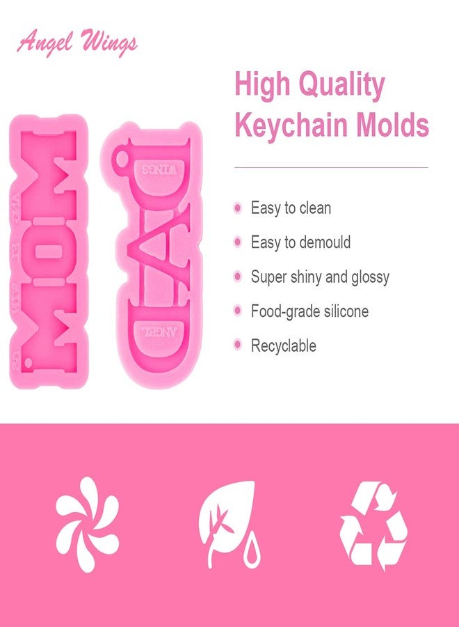 Angel Wings 2 Pcs Mom and Dad Words Keychain Silicone Mold Set Chocolate Candy Clay Molds for DIY Mother's Day/Father's Day Gifts, Pudding, Luggage Tag, Candy, Desserts, Baking Cake Topper Decor - Image 5
