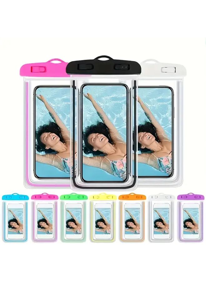 Large Waterproof Phone Pouch With Strap 8 Inch Holder Dry Bag Transparent Plastic Neck Strap For Outdoor Activities Cycling Beach Cruises Swimming Water Parks Surfing Diving Travel Durable Material Pink - Image 3