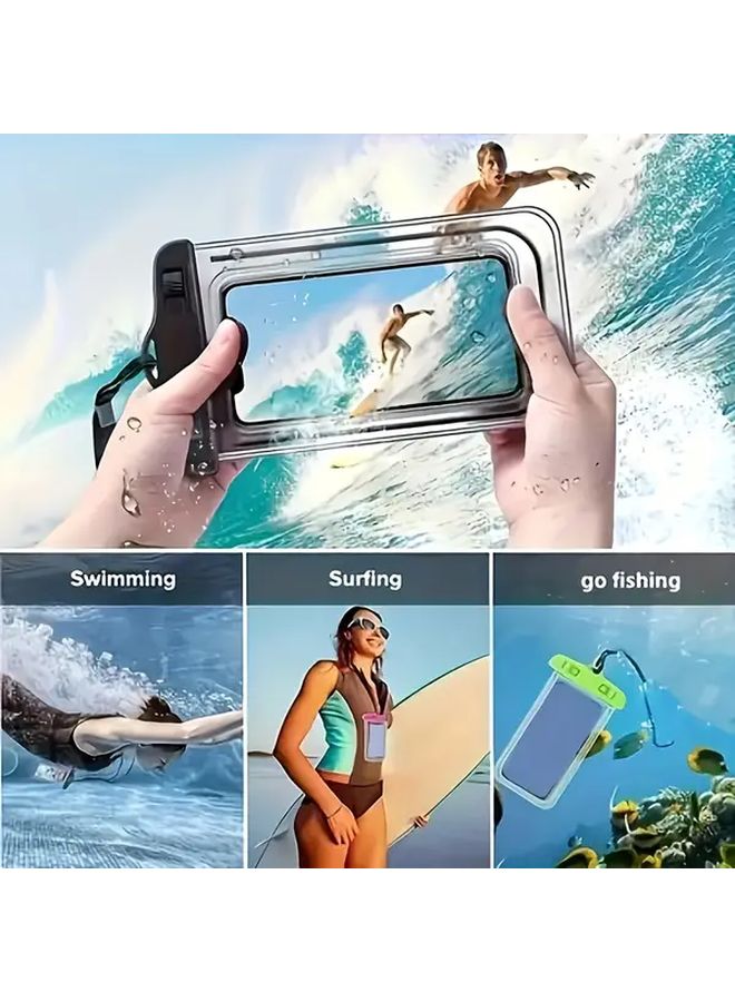 Large Waterproof Phone Pouch With Strap 8 Inch Holder Dry Bag Transparent Plastic Neck Strap For Outdoor Activities Cycling Beach Cruises Swimming Water Parks Surfing Diving Travel Durable Material Pink - Image 4