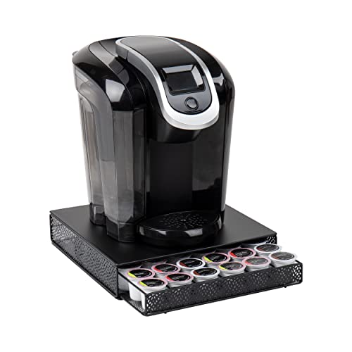 Mind Reader Single Serve Coffee Pod Drawer, 36 Pod Capacity, Countertop Organizer, Metal, 12.75" L x 13" W x 3" H, Black - Image 1