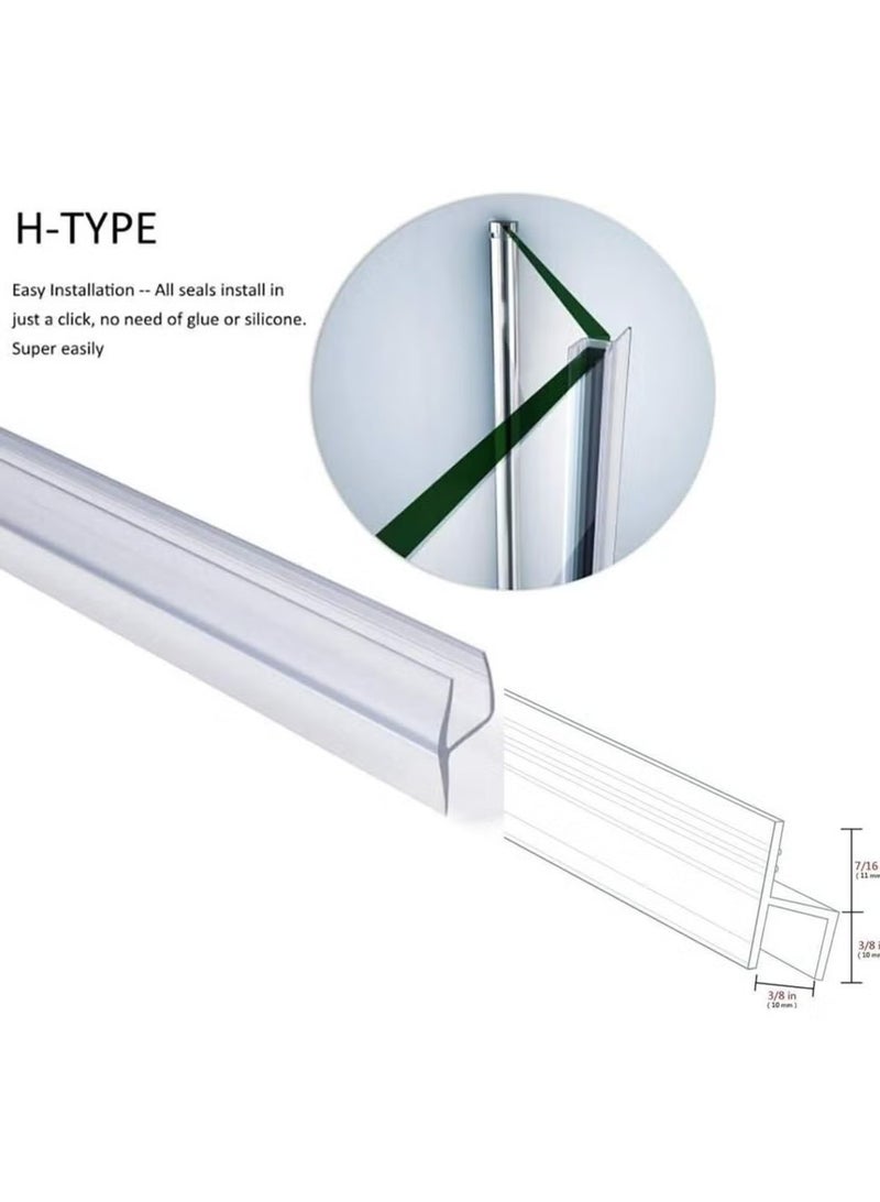 إيليلي شريط ختم باب زجاجي بطول 5 أمتار، من النوع H، بعرض 10 مم، لأبواب الدش بدون إطار لإيقاف التسربات - Image 2