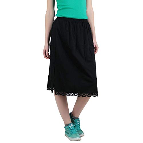 Splash Cotton Rich Regular Skirt Slip for Women - Knee Length Black - Image 2