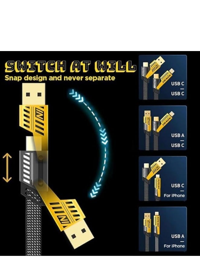 USB C Cable [PD 65W 4 in 1 Fast Charging Cable] Flat Nylon Braided USB C to USB C Charger Cord with Data Transfer, Universal Charging Combo Type C/USB A/L Port, for iPhone/iPad/MacBook/Samsung,1 Meter  - Image 3