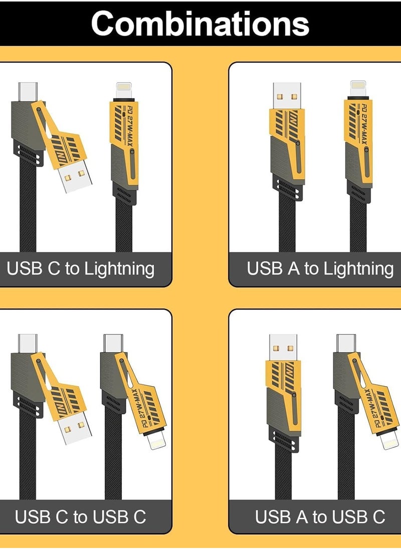 USB C Cable [PD 65W 4 in 1 Fast Charging Cable] Flat Nylon Braided USB C to USB C Charger Cord with Data Transfer, Universal Charging Combo Type C/USB A/L Port, for iPhone/iPad/MacBook/Samsung,1 Meter  - Image 5