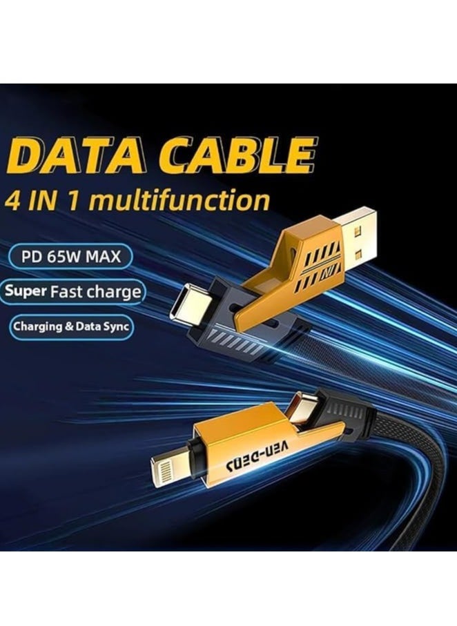 USB C Cable [PD 65W 4 in 1 Fast Charging Cable] Flat Nylon Braided USB C to USB C Charger Cord with Data Transfer, Universal Charging Combo Type C/USB A/L Port, for iPhone/iPad/MacBook/Samsung,1 Meter  - Image 4