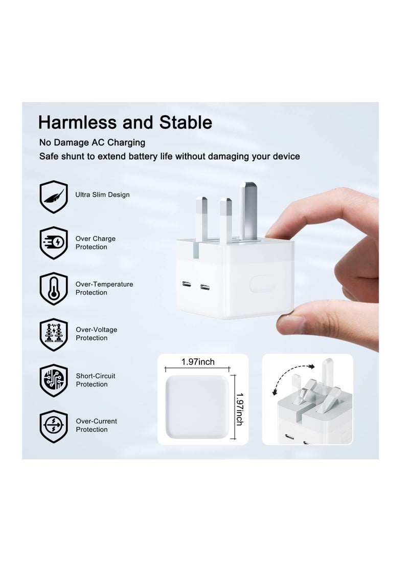 Anmi - Fast Charger for iPhone, 35W Chargr Cable and Plug, Dual USB Type C Chargr Plug with 2Pack Fast charging Cable,USB C Chargr with Cable for iPhone 14 13 12 Pro Max, iPad, Galaxy etc - Image 1