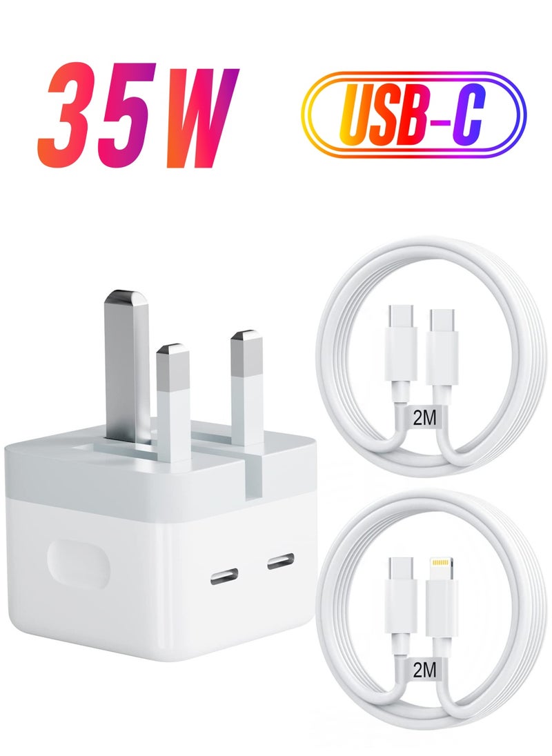 Anmi - Fast Charger for iPhone, 35W Chargr Cable and Plug, Dual USB Type C Chargr Plug with 2Pack Fast charging Cable,USB C Chargr with Cable for iPhone 14 13 12 Pro Max, iPad, Galaxy etc - Image 1