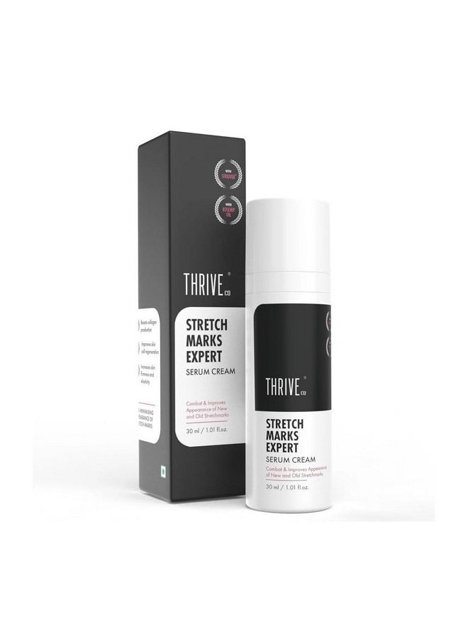 THRIVECO ThriveCo Stretch Marks Expert Serum Cream | For New (red) & Old (white) Stretch Marks Removal & Skin Hydration | Powered by Striover™, Rosehip Oil & Squalane | For Men & Women | 30ml  - Image 1