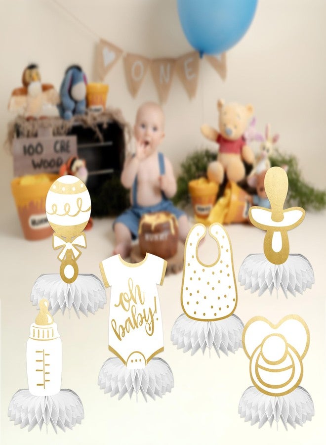ELEFOCUS 6pcs Baby Shower Centerpieces for Neutral Gold Baby Shower Decorations Oh Baby Honeycomb Gender Neutral Baby Shower Decorations Table Decorations - Image 4
