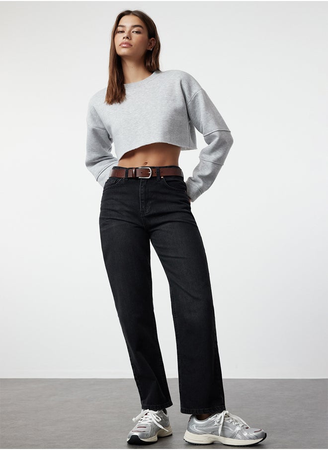 trendyol Black High Waist Straight Jeans TWOSS23JE00089  - Image 1