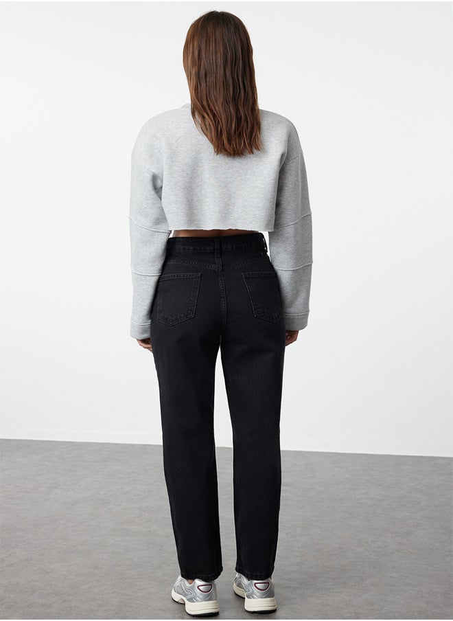 trendyol Black High Waist Straight Jeans TWOSS23JE00089  - Image 5