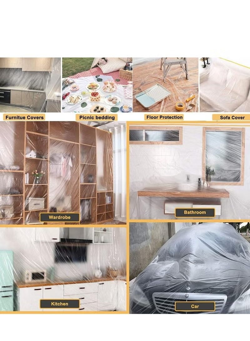 1.8M x 20M Plastic Tape and Drape - Waterproof, Dust-Proof Surface Protection Film for Cars, Furniture, Floors - Image 5