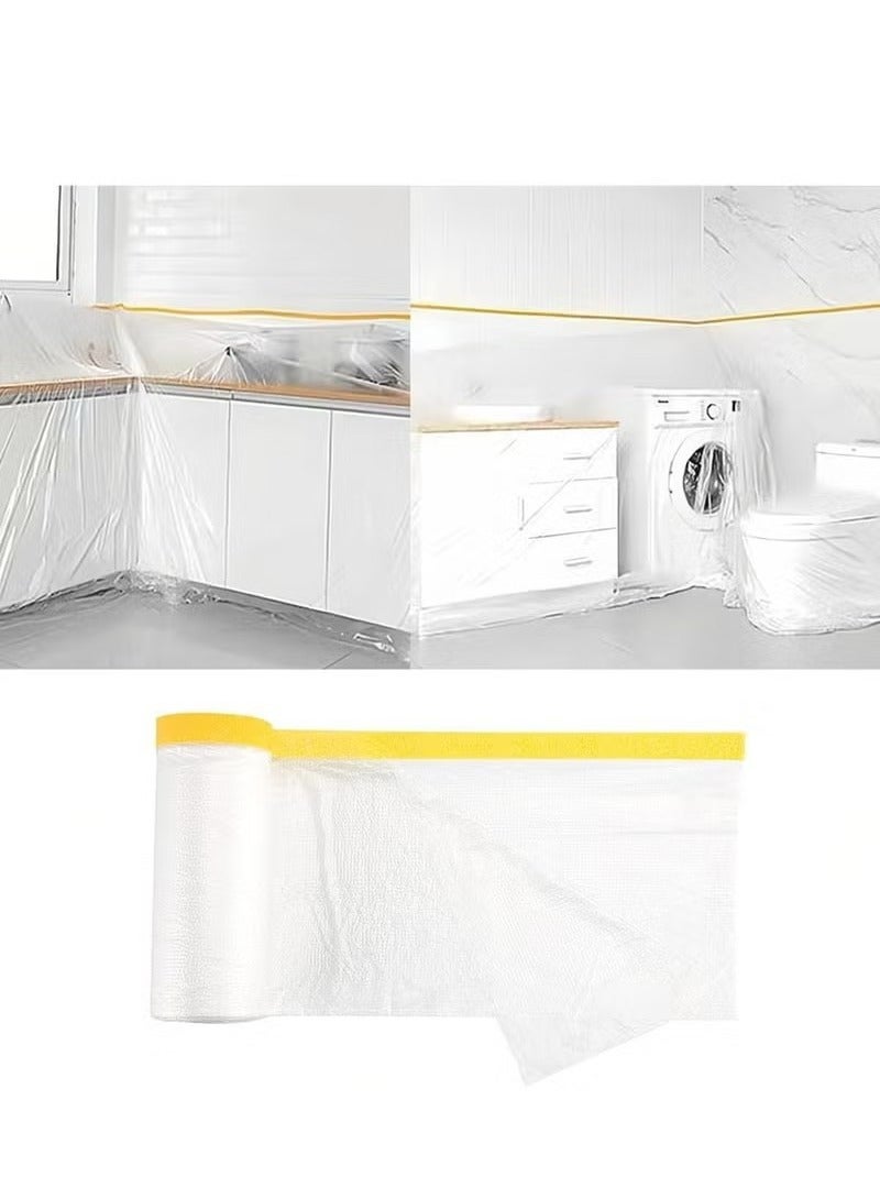 1.8M x 20M Plastic Tape and Drape - Waterproof, Dust-Proof Surface Protection Film for Cars, Furniture, Floors - Image 1