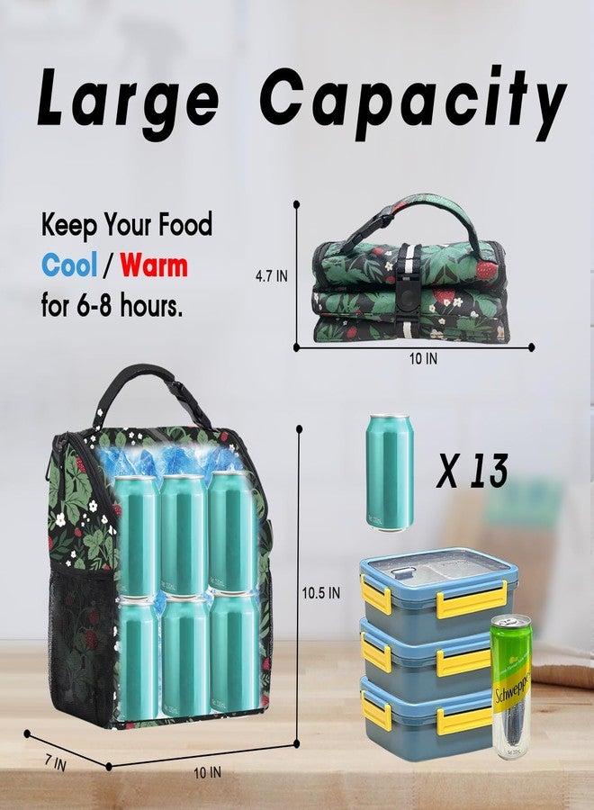 VLM Lunch Bags for Women,Leakproof Insulated Floral Lunch Box with Adjustable Shoulder Strap Reusable Zipper Cooler Tote Bag for Work,Picnic,Camping - Image 2