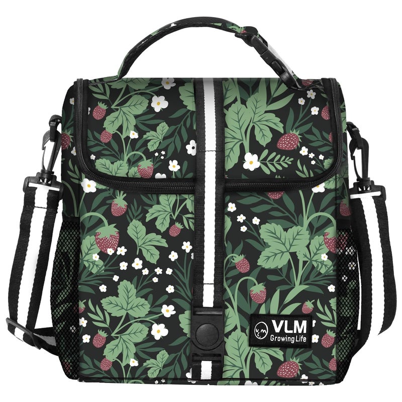 VLM Lunch Bags for Women,Leakproof Insulated Floral Lunch Box with Adjustable Shoulder Strap Reusable Zipper Cooler Tote Bag for Work,Picnic,Camping - Image 1