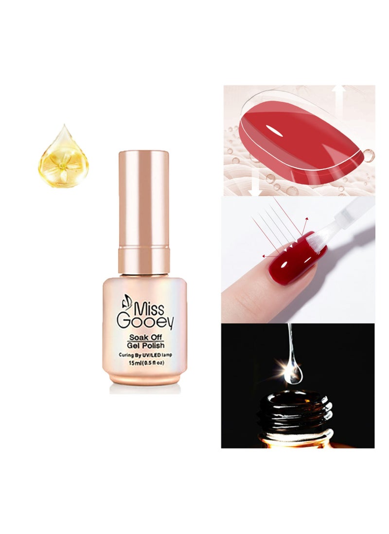Miss Gooey Top Coat Gel Matte Nail Clear No Wipe Top Coats Nail Polishes Quick Dry UV LED Paint High Gloss Shiny Long Lasting Glossy Vegan Volumizing Stain Resistant Prevent Discoloration Nature Strong 15ml  - Image 1