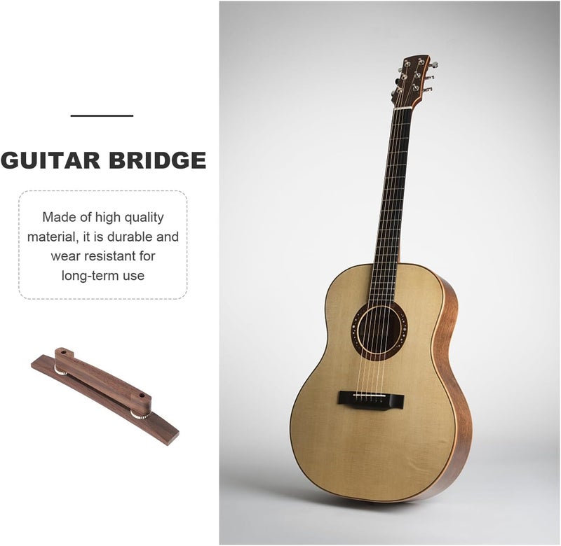 STAHAD Height Adjustable Rosewood Guitar Bridge Replacement for Acoustic Guitars Smooth Wooden Saddle with Construction Easy Personal Action and Tone Includes Bridge Pins - Image 4