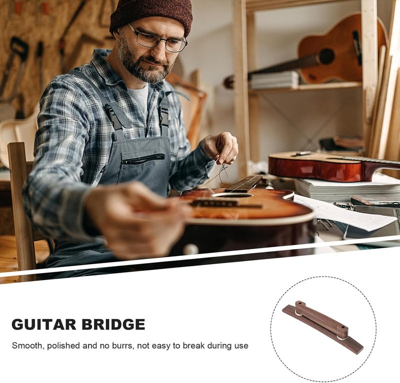 STAHAD Height Adjustable Rosewood Guitar Bridge Replacement for Acoustic Guitars Smooth Wooden Saddle with Construction Easy Personal Action and Tone Includes Bridge Pins - Image 3