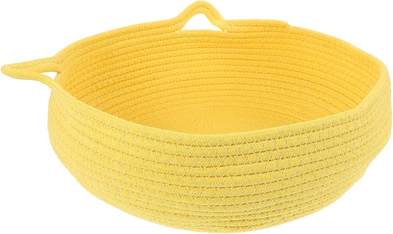 Toyvian Cat Bed Small Dog Bed Round Cotton Rope Woven Pet Nest Comfortable Home Use Yellow Medium 35x13cm Without Cushion - Image 1