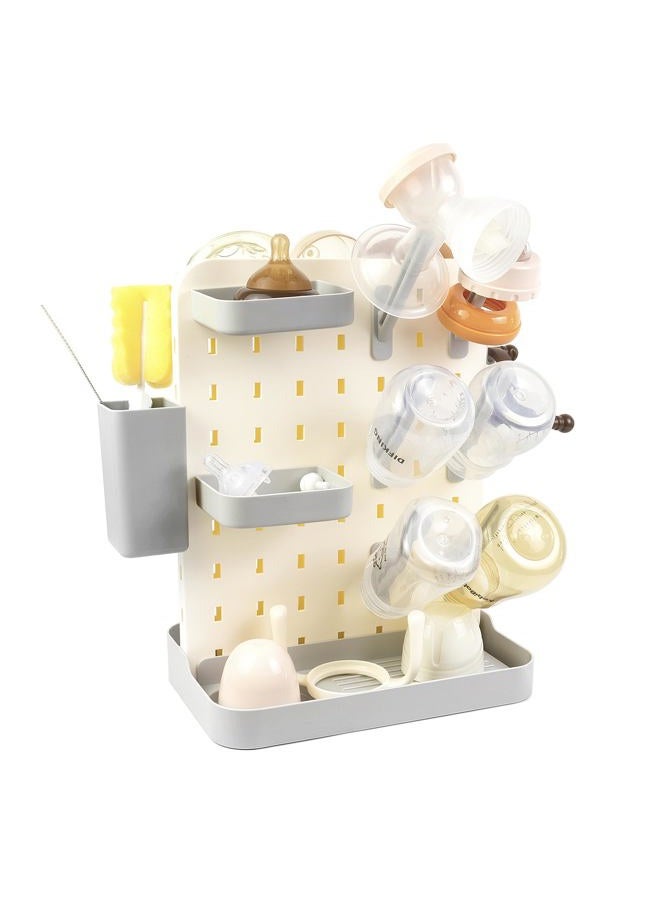 AKS B2C Larger Baby Bottle Drying Rack Space Saving Countertop Vertical Rack with Brushes Holder - Image 1