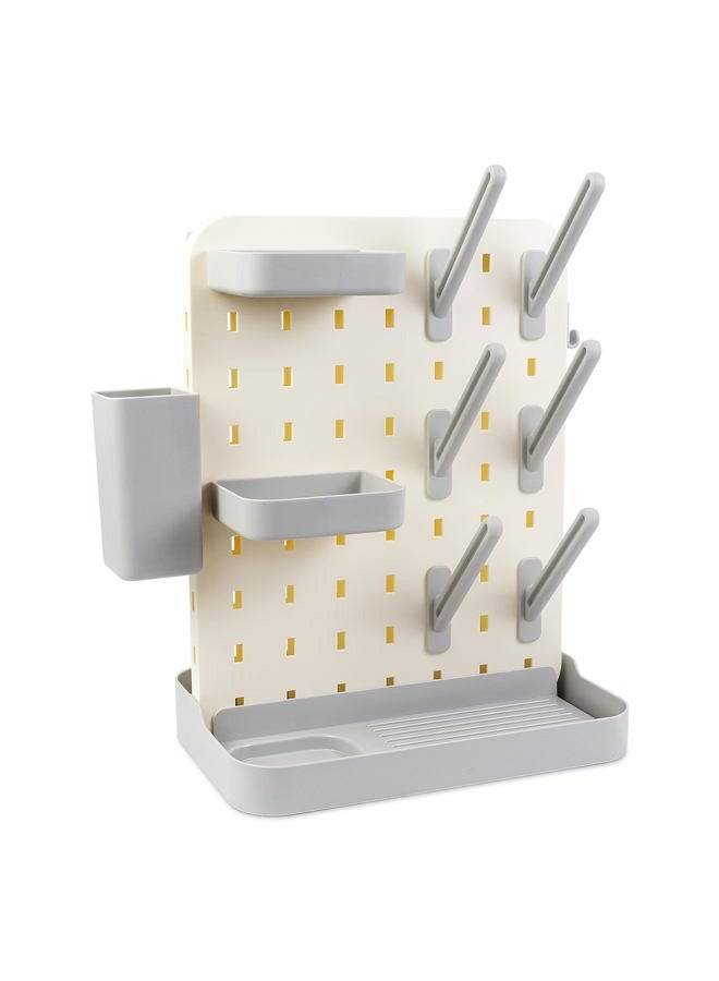 AKS B2C Larger Baby Bottle Drying Rack Space Saving Countertop Vertical Rack with Brushes Holder - Image 2