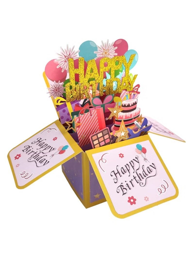 Generic Funny Happy Birthday Pop Up Card，Sweet Birthday Cards Gift Box for Adults and Kids with Envelopes  - Image 1