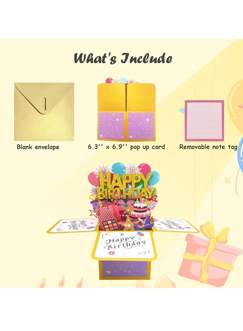 Generic Funny Happy Birthday Pop Up Card，Sweet Birthday Cards Gift Box for Adults and Kids with Envelopes  - Image 3