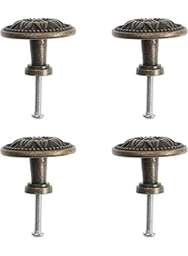 4 Piece Round Vintage Bronze Single Hole Cabinet Knobs For Drawers Cupboards Retro Furniture Hardware Kitchen Dresser - Image 1