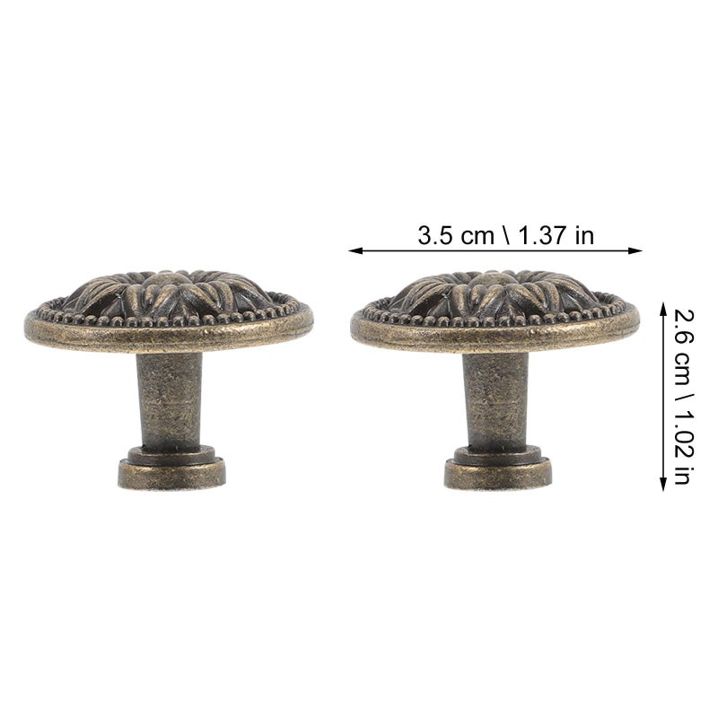 4 Piece Round Vintage Bronze Single Hole Cabinet Knobs For Drawers Cupboards Retro Furniture Hardware Kitchen Dresser - Image 3