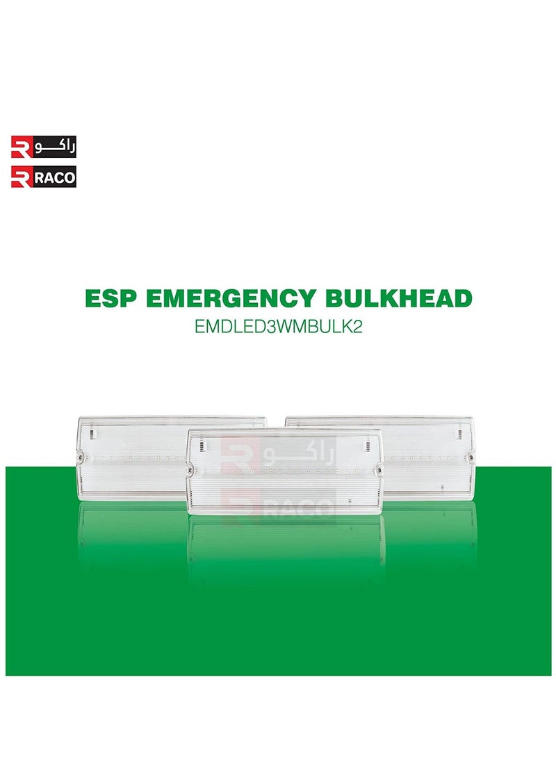 RACO RACO ESP DUCERI LED Emergency Bulkhead Light 3W LED IP65 Emergency Light with Green Man Sticker Ceiling Or Wall Mount Safety Light Fitting  - Image 4