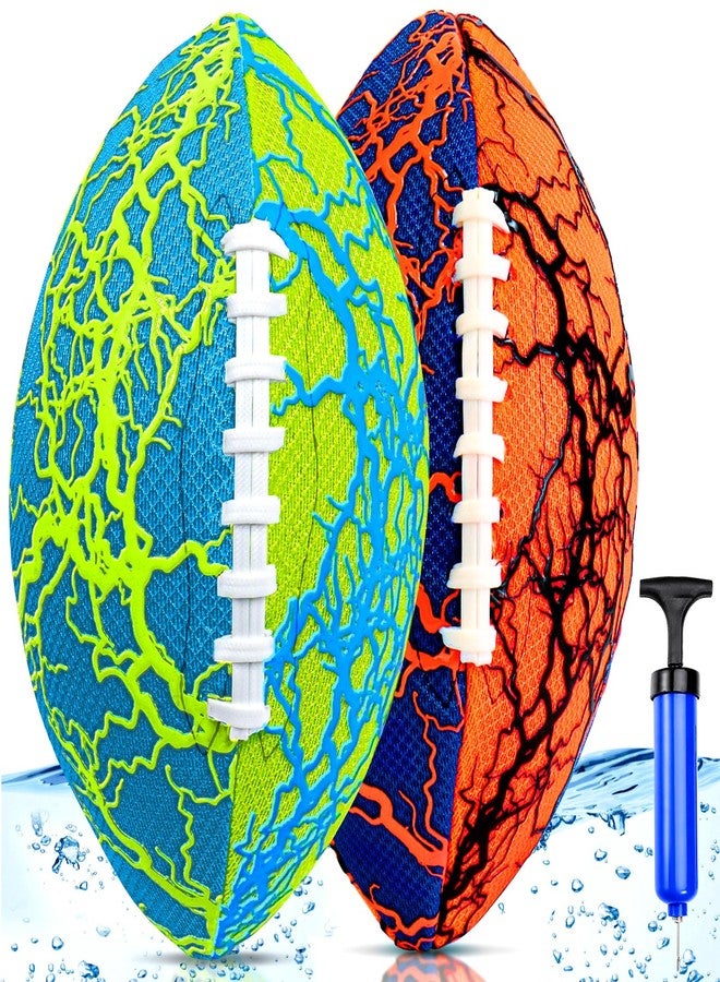 Jasonwell Pool Beach Water Football - 2Pack Strong Grip Waterproof Football for All-Weather Play Pool Toys Beach Games Outdoor Sports Toy Christmas Birthday Gifts for Kids Boys Teens Adults (ORN&GN) - Image 1