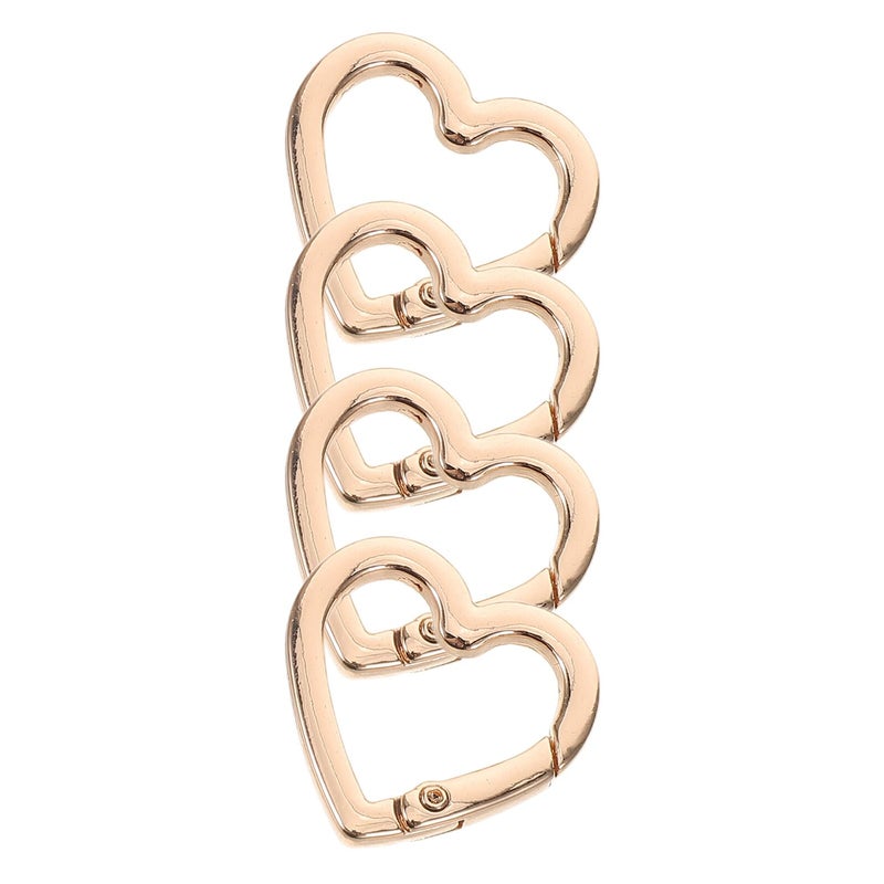 4pcs Heart Shaped Keychain Clips Zinc Alloy Carabiner Rings For Backpack Purse Outdoor Hiking Accessory - Image 2