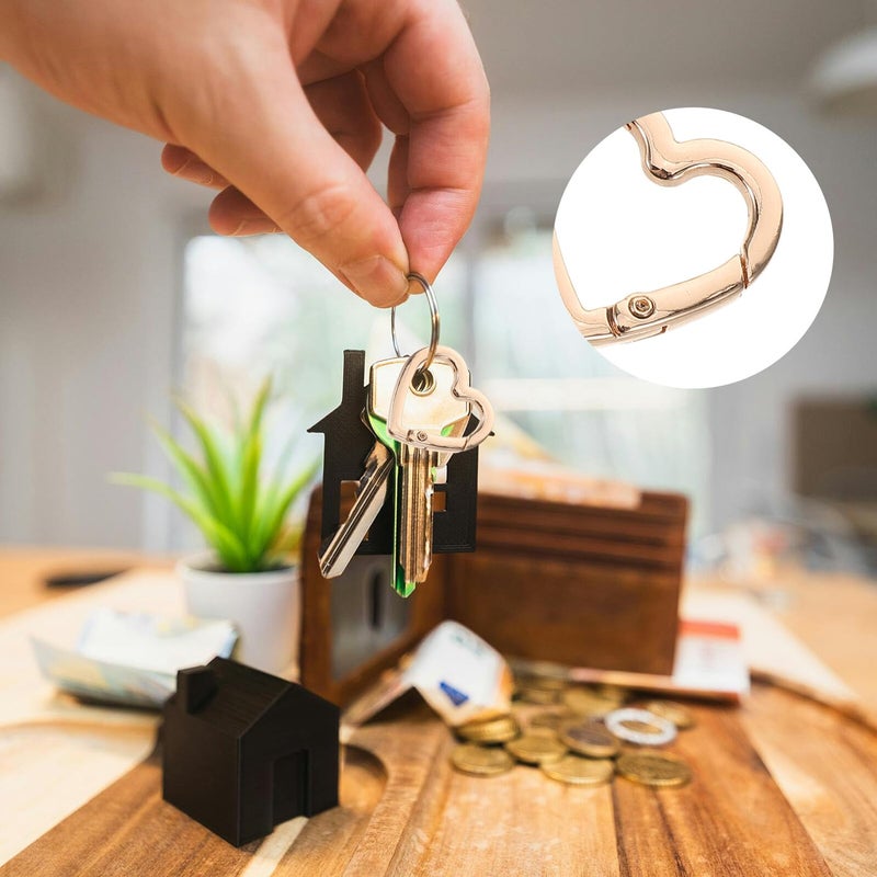 4pcs Heart Shaped Keychain Clips Zinc Alloy Carabiner Rings For Backpack Purse Outdoor Hiking Accessory - Image 4