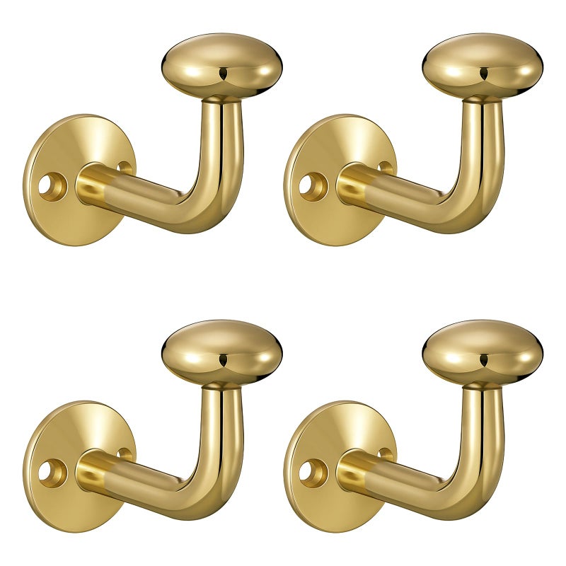 LEIFIDE Set of 4 Glazed Brass Wall Hooks for Hanging Decorative Gold Vintage Coat Hooks Wall Mounted Brass Coat Hanger for Hanging Purse Hat Keys Clothes Curtain Heavy Duty Bathroom Decor - Image 2