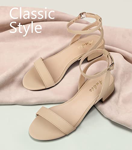 Ankis Black Nude White Red Women Sandals Comfortable Walking Strappy Open Toe Sandals for Women Dressy Summer 1 Inch Low block Heel Flat Adjustable Ankle Strap Wide Available 2023 - Image 2