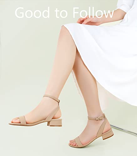 Ankis Black Nude White Red Women Sandals Comfortable Walking Strappy Open Toe Sandals for Women Dressy Summer 1 Inch Low block Heel Flat Adjustable Ankle Strap Wide Available 2023 - Image 5
