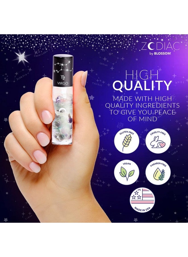 Blossom Zodiac Sign Vanilla Scented Moisturizing Roll On Lip Gloss With Crystals Made In Usa 0.20 Fl. Oz./5.9Ml Virgo - Image 4