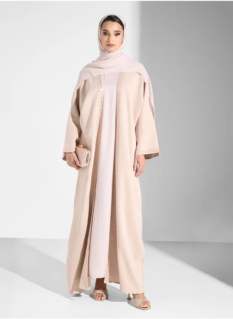 hayas closet Ruched Flared Sleeve Abaya