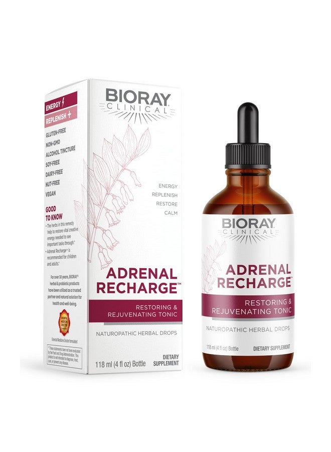 BIORAY بيوراي كلينيكال أدرينال ريتشارج - 4 أونصة سائلة - مستخلص كحولي لاستعادة وتجديد الطاقة - خالي من الكائنات المعدلة وراثيًا، نباتي، خالي من الغلوتين - Image 1